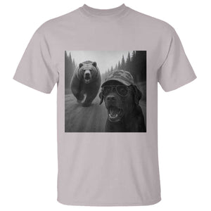Funny Labrador Selfie With Bear T Shirt Dog Lover Gift TS12 Ice Gray Print Your Wear