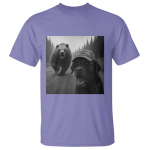 Funny Labrador Selfie With Bear T Shirt Dog Lover Gift TS12 Violet Print Your Wear