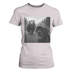 Funny Labrador Selfie With Bear T Shirt For Women Dog Lover Gift TS12 Ice Gray Print Your Wear