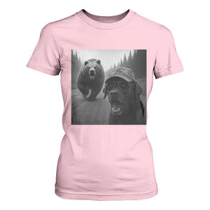 Funny Labrador Selfie With Bear T Shirt For Women Dog Lover Gift TS12 Light Pink Print Your Wear