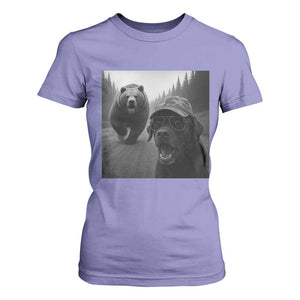 Funny Labrador Selfie With Bear T Shirt For Women Dog Lover Gift TS12 Violet Print Your Wear