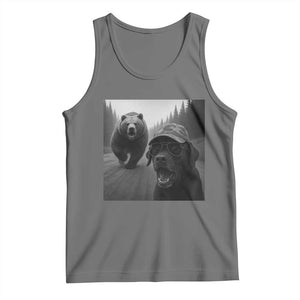 Funny Labrador Selfie With Bear Tank Top Dog Lover Gift TS12 Black Heather Print Your Wear
