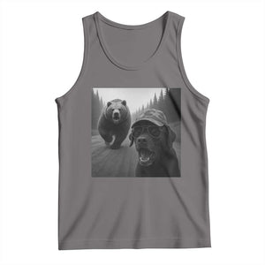 Funny Labrador Selfie With Bear Tank Top Dog Lover Gift TS12 Deep Heather Print Your Wear