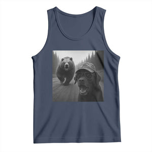Funny Labrador Selfie With Bear Tank Top Dog Lover Gift TS12 Navy Print Your Wear