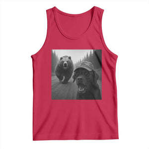 Funny Labrador Selfie With Bear Tank Top Dog Lover Gift TS12 Red Print Your Wear