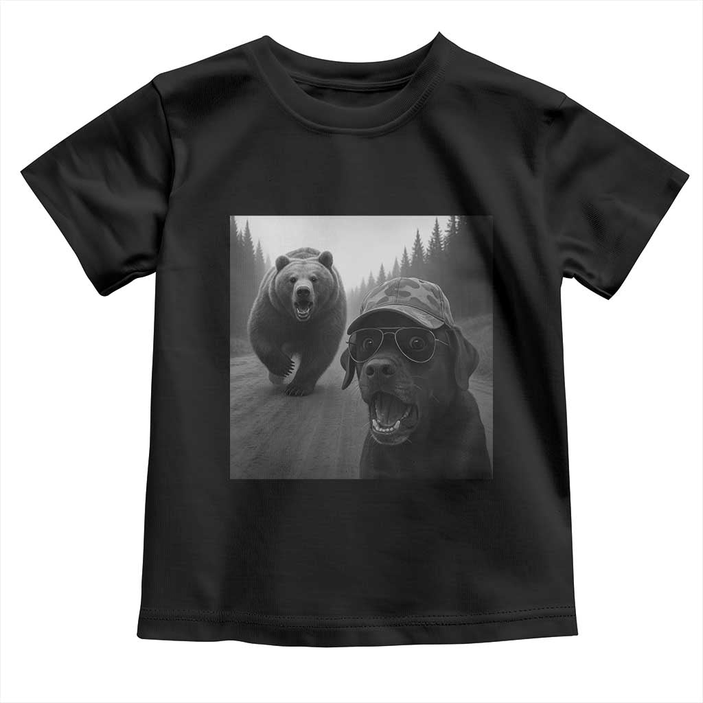 Funny Labrador Selfie With Bear Toddler T Shirt Dog Lover Gift TS12 Black Print Your Wear