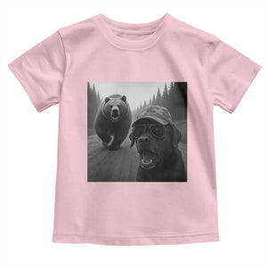 Funny Labrador Selfie With Bear Toddler T Shirt Dog Lover Gift TS12 Light Pink Print Your Wear