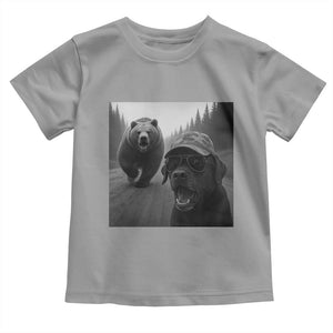 Funny Labrador Selfie With Bear Toddler T Shirt Dog Lover Gift TS12 Sport Gray Print Your Wear