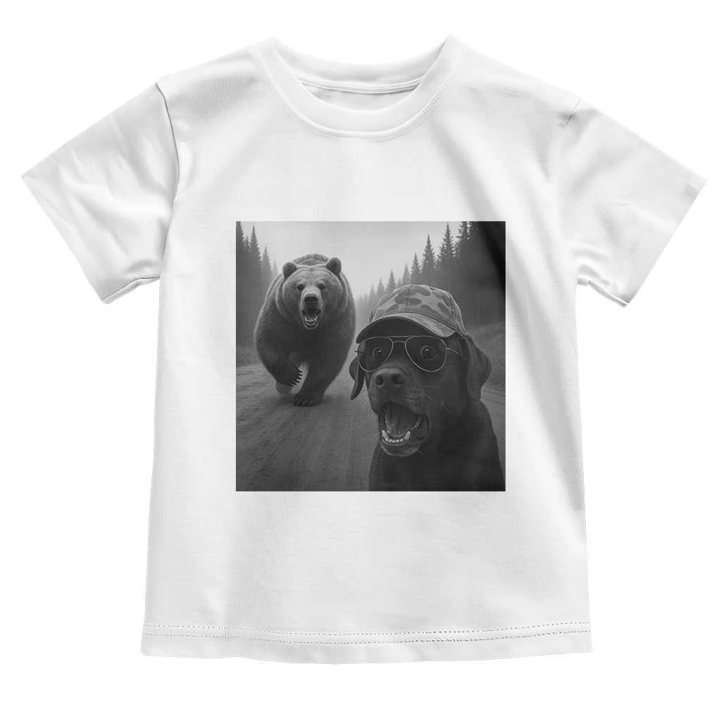 Funny Labrador Selfie With Bear Toddler T Shirt Dog Lover Gift TS12 White Print Your Wear