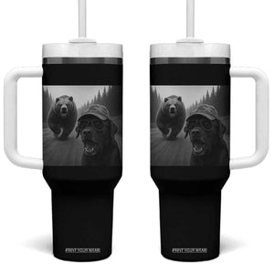 Funny Labrador Selfie With Bear Tumbler With Handle Dog Lover Gift TS12 One Size: 40 oz Black Print Your Wear