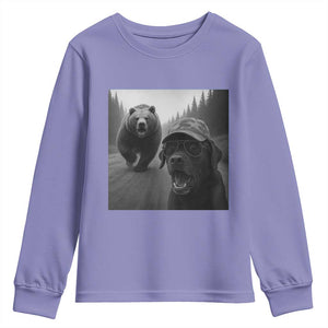 Funny Labrador Selfie With Bear Youth Sweatshirt Dog Lover Gift TS12 Violet Print Your Wear
