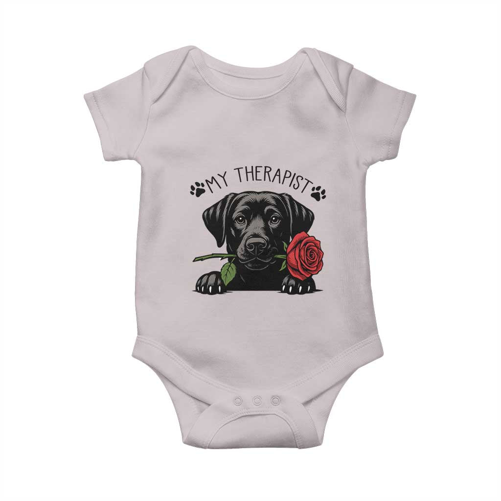 Black Labrador Retriever Is My Therapist Baby Onesie Dog Lover Gift TS12 Ice Gray Print Your Wear