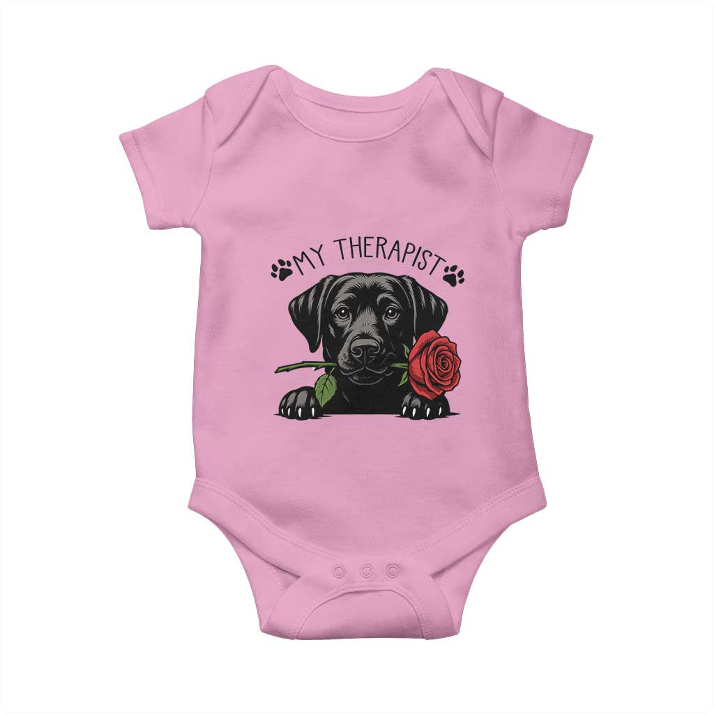 Black Labrador Retriever Is My Therapist Baby Onesie Dog Lover Gift TS12 Light Pink Print Your Wear