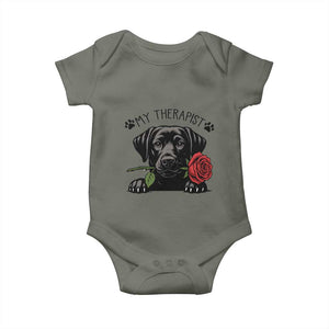 Black Labrador Retriever Is My Therapist Baby Onesie Dog Lover Gift TS12 Military Green Print Your Wear