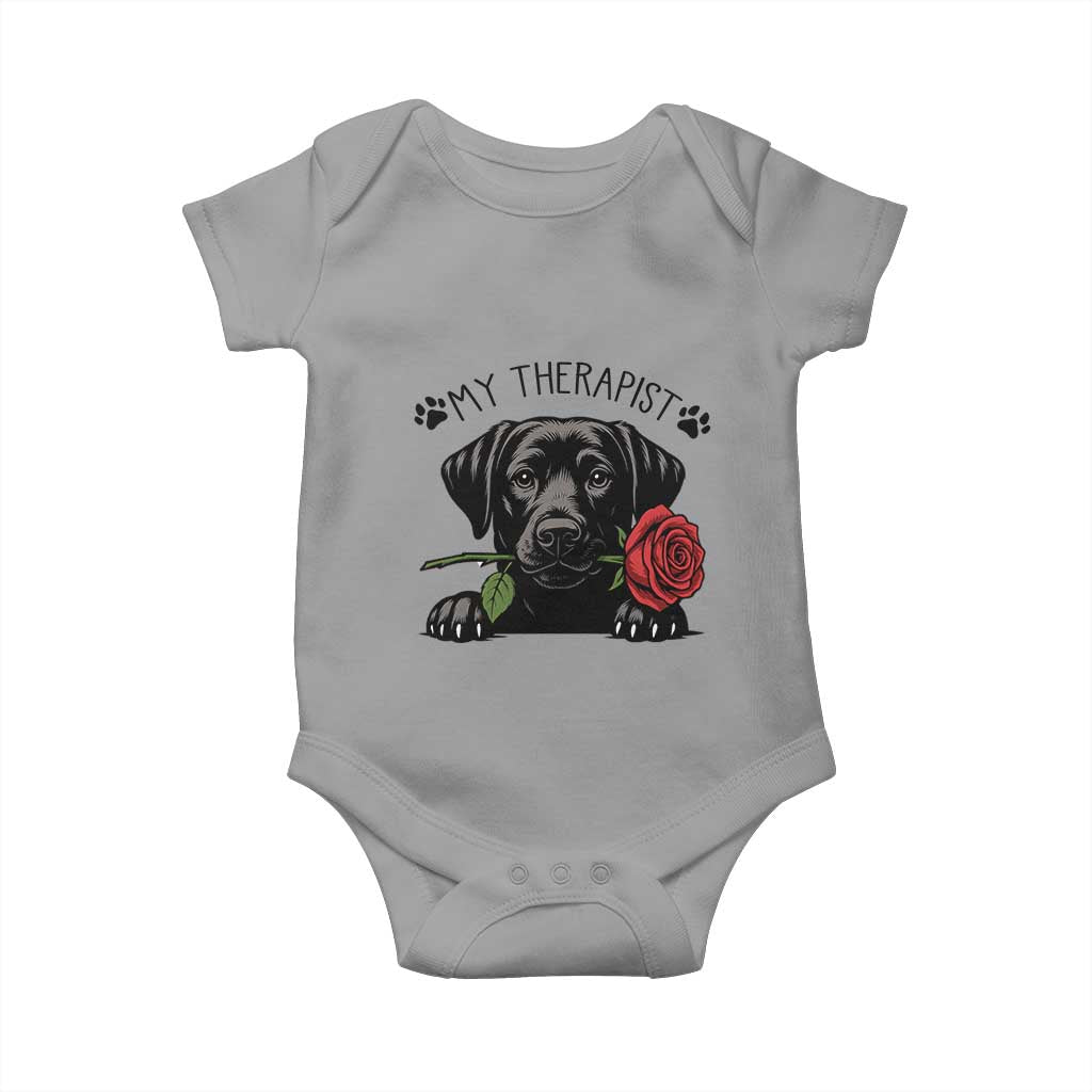 Black Labrador Retriever Is My Therapist Baby Onesie Dog Lover Gift TS12 Sport Gray Print Your Wear