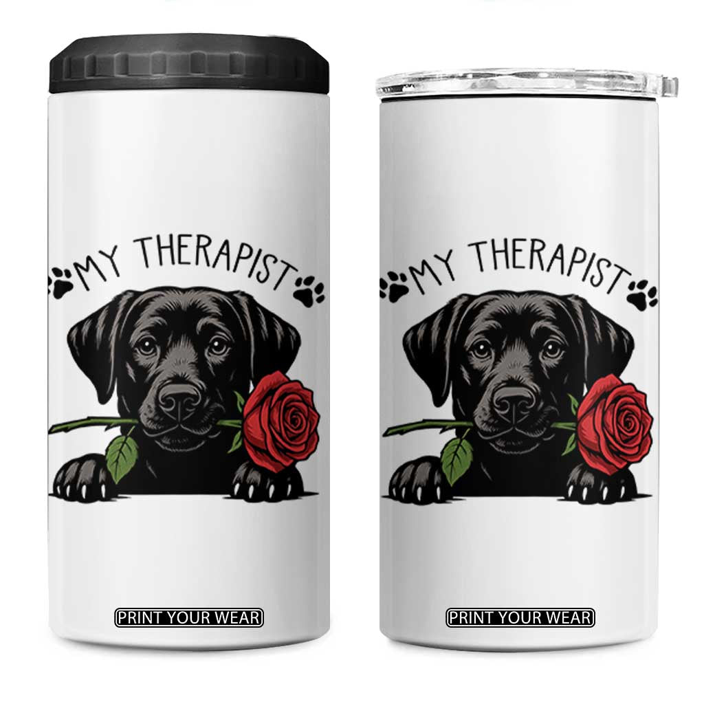 Black Labrador Retriever Is My Therapist 4 in 1 Can Cooler Tumbler Dog Lover Gift TS12 One Size: 16 oz White Print Your Wear