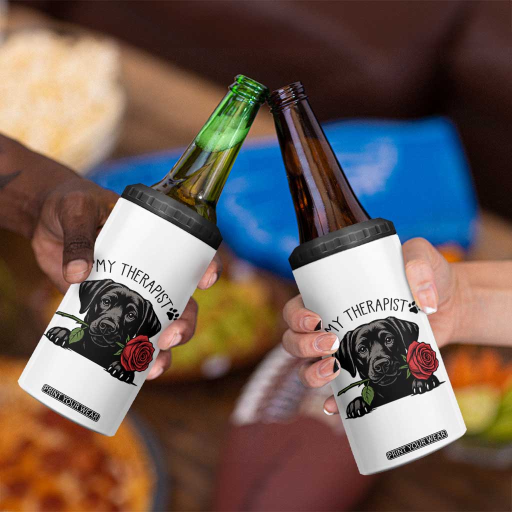 Black Labrador Retriever Is My Therapist 4 in 1 Can Cooler Tumbler Dog Lover Gift TS12 Print Your Wear