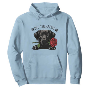 Black Labrador Retriever Is My Therapist Hoodie Dog Lover Gift TS12 Light Blue Print Your Wear