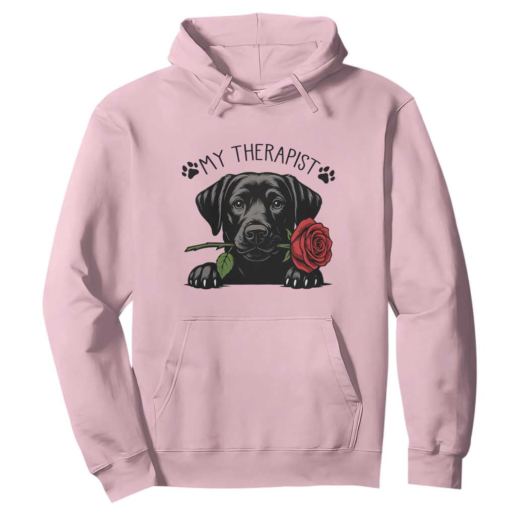 Black Labrador Retriever Is My Therapist Hoodie Dog Lover Gift TS12 Light Pink Print Your Wear