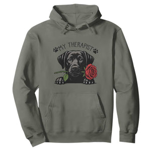 Black Labrador Retriever Is My Therapist Hoodie Dog Lover Gift TS12 Military Green Print Your Wear
