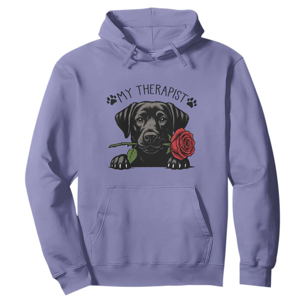Black Labrador Retriever Is My Therapist Hoodie Dog Lover Gift TS12 Violet Print Your Wear