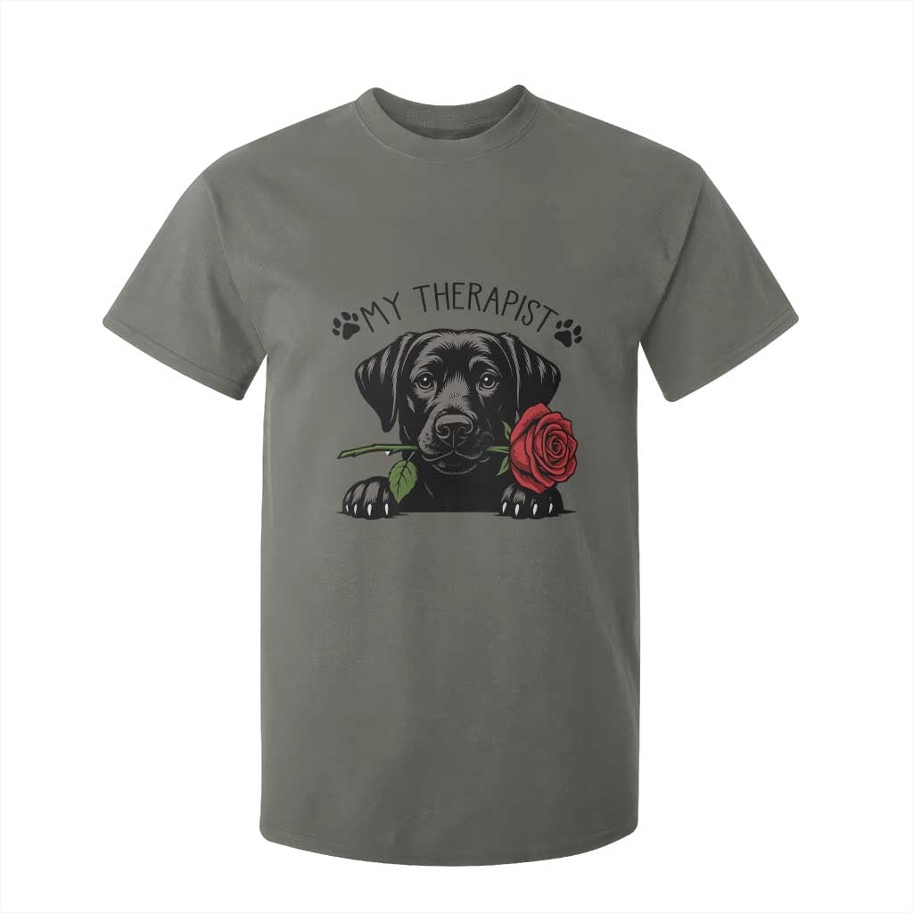 Black Labrador Retriever Is My Therapist T Shirt For Kid Dog Lover Gift TS12 Military Green Print Your Wear