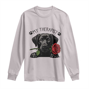 Black Labrador Retriever Is My Therapist Long Sleeve Shirt Dog Lover Gift TS12 Ice Gray Print Your Wear