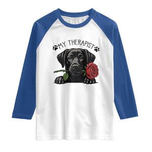 Black Labrador Retriever Is My Therapist Raglan Shirt Dog Lover Gift TS12 White Royal Print Your Wear
