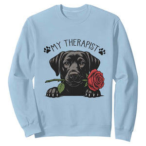 Black Labrador Retriever Is My Therapist Sweatshirt Dog Lover Gift TS12 Light Blue Print Your Wear