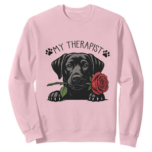 Black Labrador Retriever Is My Therapist Sweatshirt Dog Lover Gift TS12 Light Pink Print Your Wear