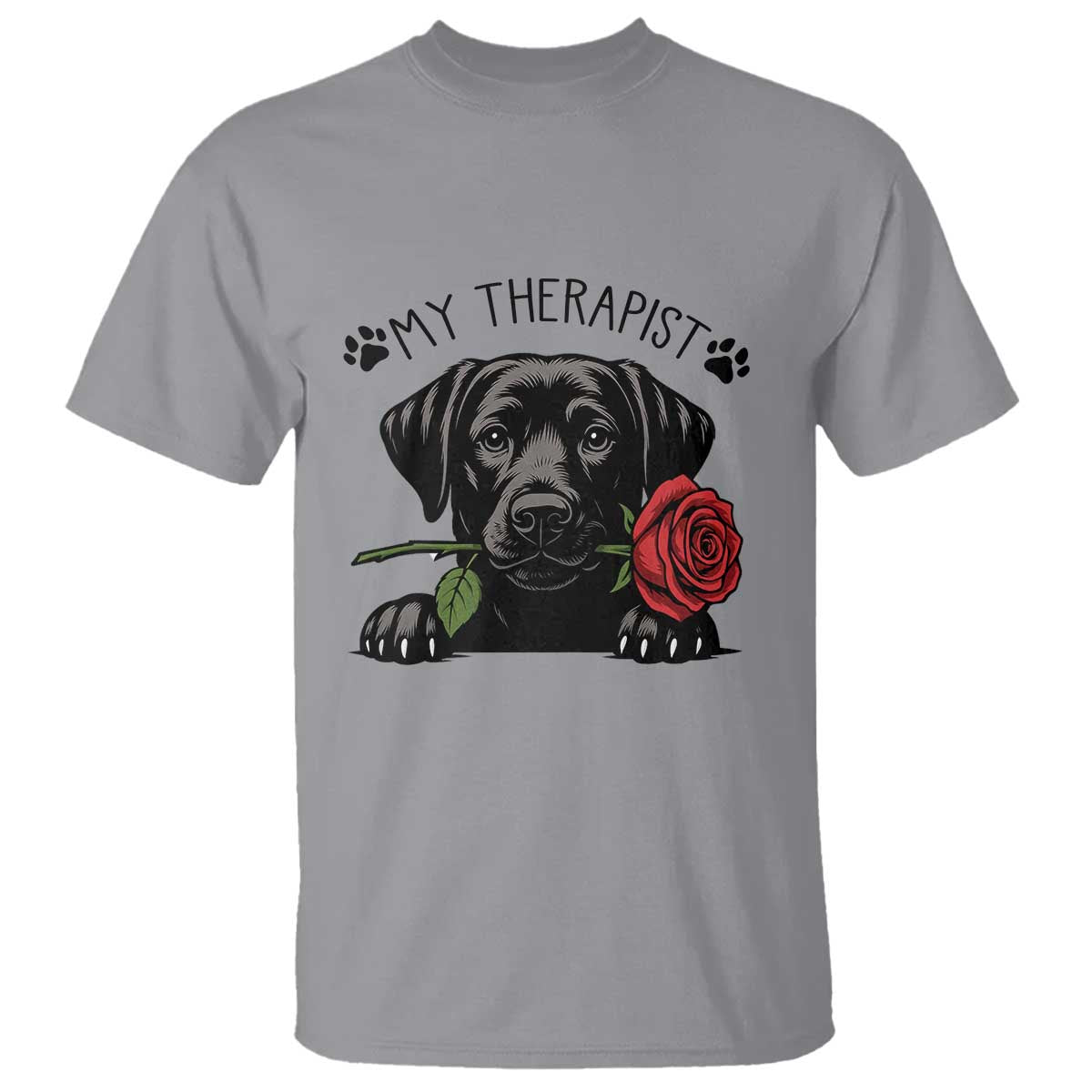 Black Labrador Retriever Is My Therapist T Shirt Dog Lover Gift TS12 Sport Gray Print Your Wear