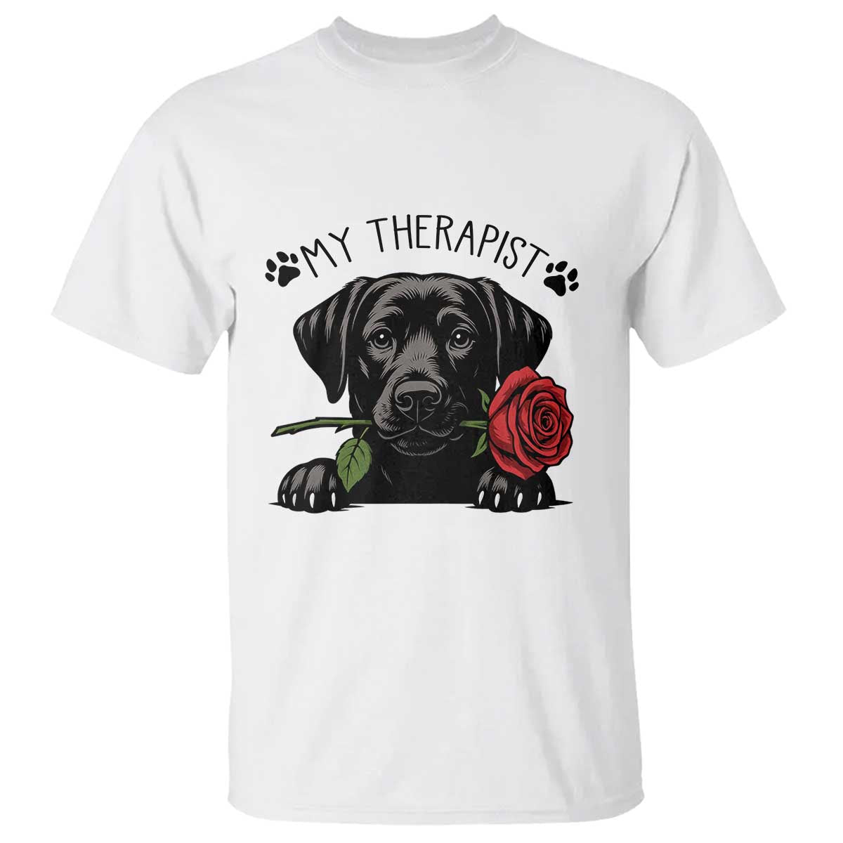 Black Labrador Retriever Is My Therapist T Shirt Dog Lover Gift TS12 White Print Your Wear