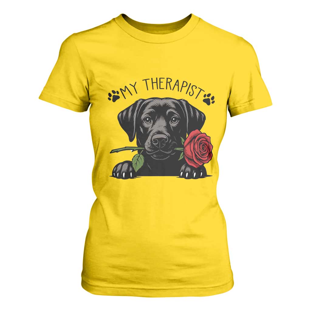 Black Labrador Retriever Is My Therapist T Shirt For Women Dog Lover Gift TS12 Daisy Print Your Wear