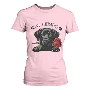 Black Labrador Retriever Is My Therapist T Shirt For Women Dog Lover Gift TS12 Light Pink Print Your Wear