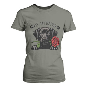 Black Labrador Retriever Is My Therapist T Shirt For Women Dog Lover Gift TS12 Military Green Print Your Wear