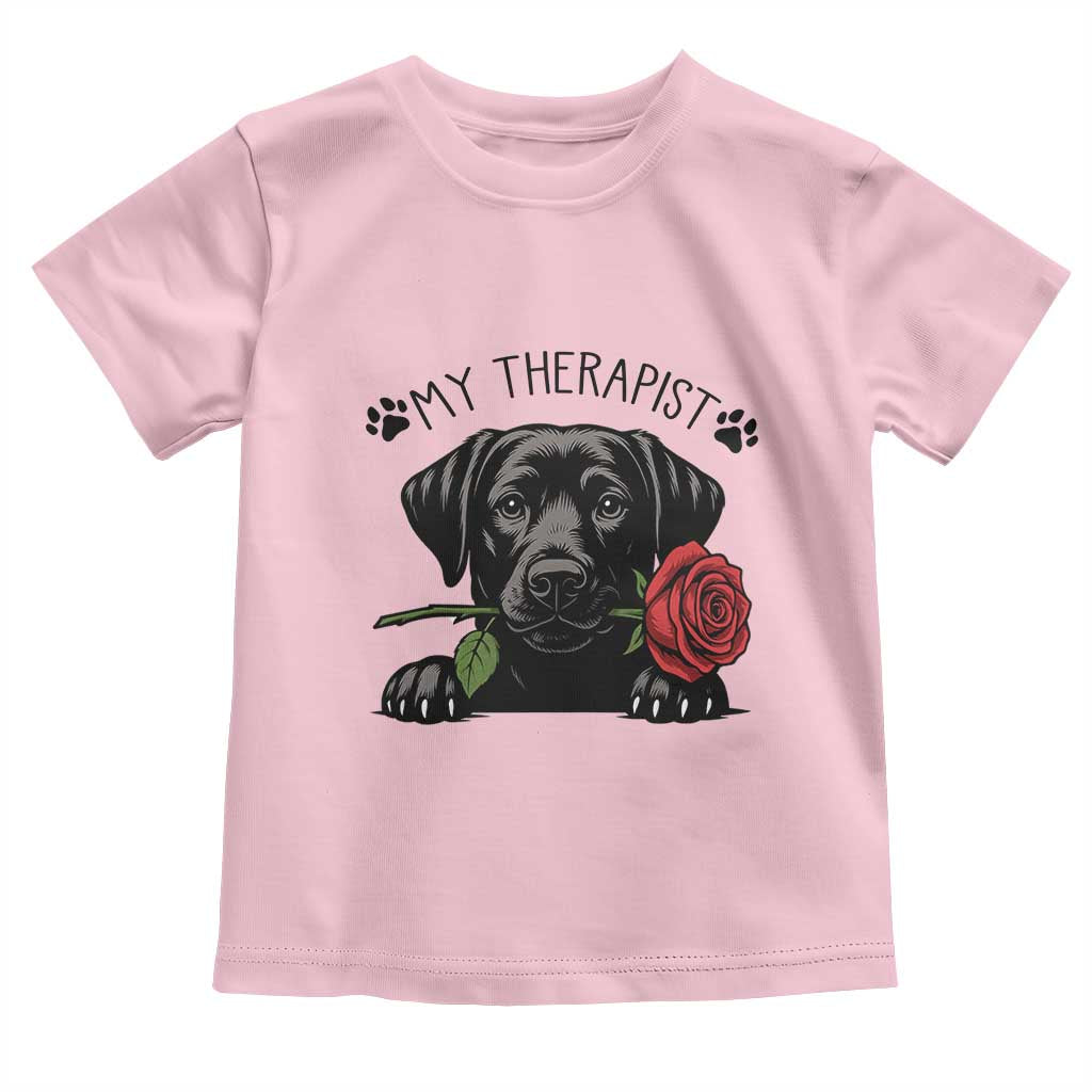 Black Labrador Retriever Is My Therapist Toddler T Shirt Dog Lover Gift TS12 Light Pink Print Your Wear