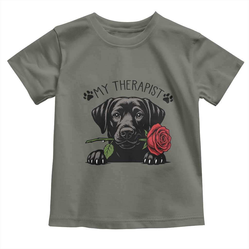Black Labrador Retriever Is My Therapist Toddler T Shirt Dog Lover Gift TS12 Military Green Print Your Wear