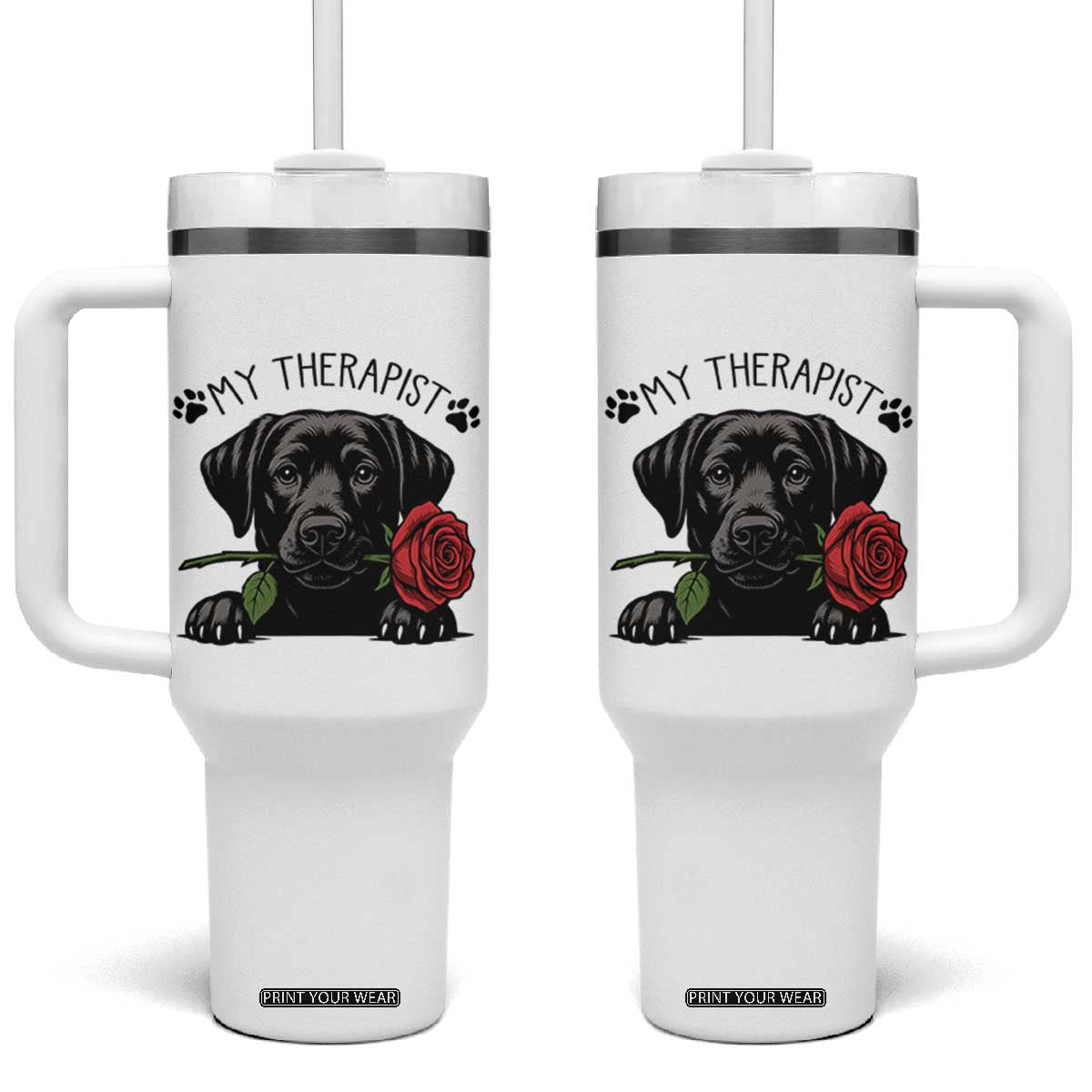 Black Labrador Retriever Is My Therapist Tumbler With Handle Dog Lover Gift TS12 One Size: 40 oz White Print Your Wear