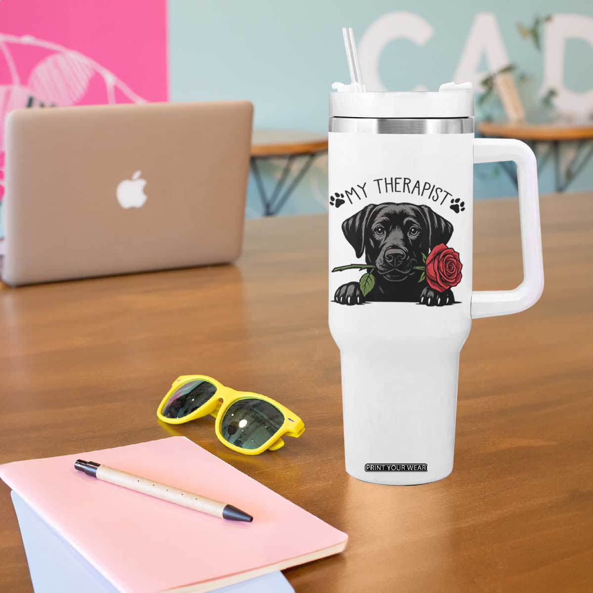 Black Labrador Retriever Is My Therapist Tumbler With Handle Dog Lover Gift TS12 Print Your Wear