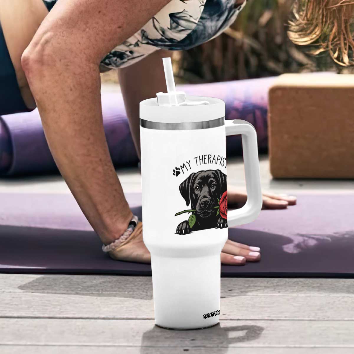 Black Labrador Retriever Is My Therapist Tumbler With Handle Dog Lover Gift TS12 Print Your Wear