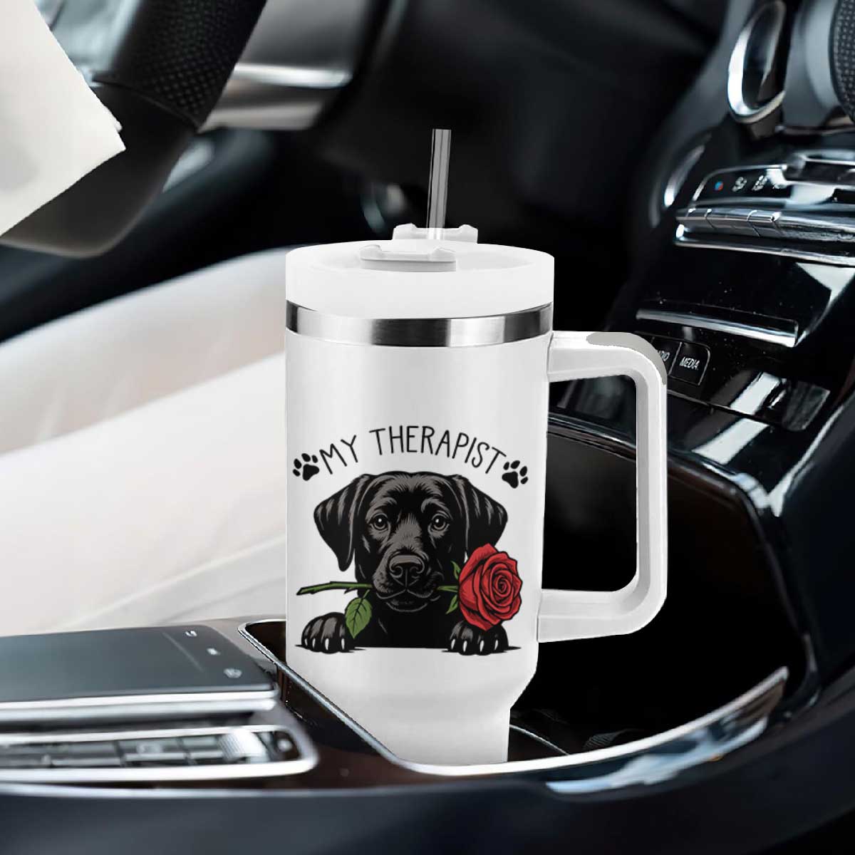 Black Labrador Retriever Is My Therapist Tumbler With Handle Dog Lover Gift TS12 Print Your Wear