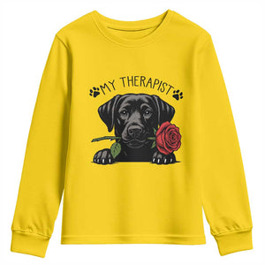 Black Labrador Retriever Is My Therapist Youth Sweatshirt Dog Lover Gift TS12 Daisy Print Your Wear
