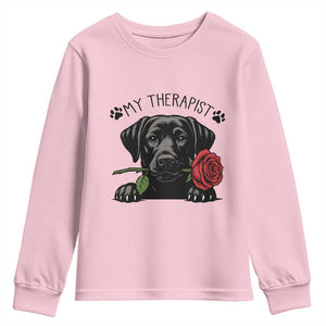 Black Labrador Retriever Is My Therapist Youth Sweatshirt Dog Lover Gift TS12 Light Pink Print Your Wear