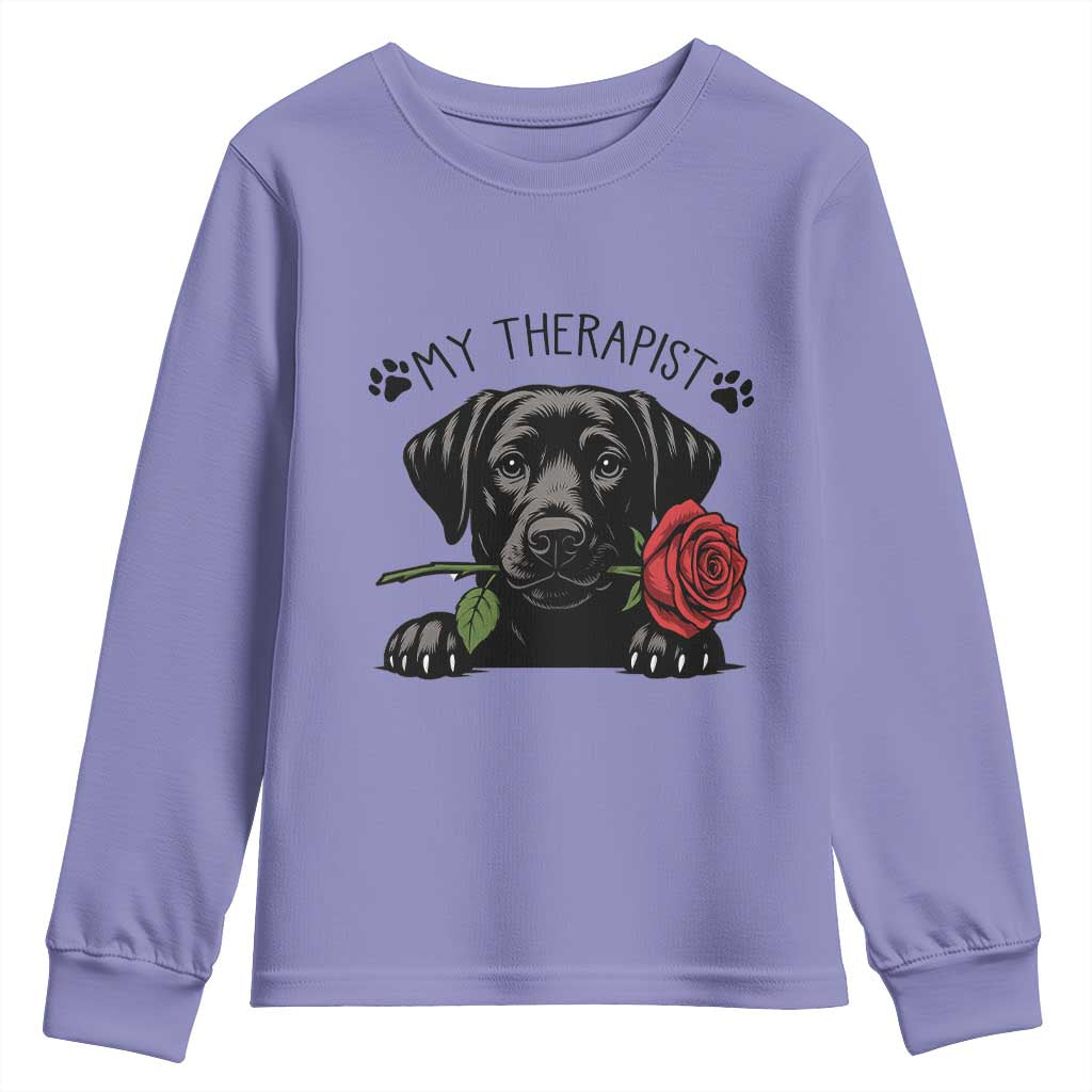 Black Labrador Retriever Is My Therapist Youth Sweatshirt Dog Lover Gift TS12 Violet Print Your Wear