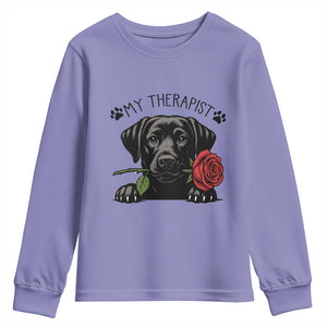 Black Labrador Retriever Is My Therapist Youth Sweatshirt Dog Lover Gift TS12 Violet Print Your Wear