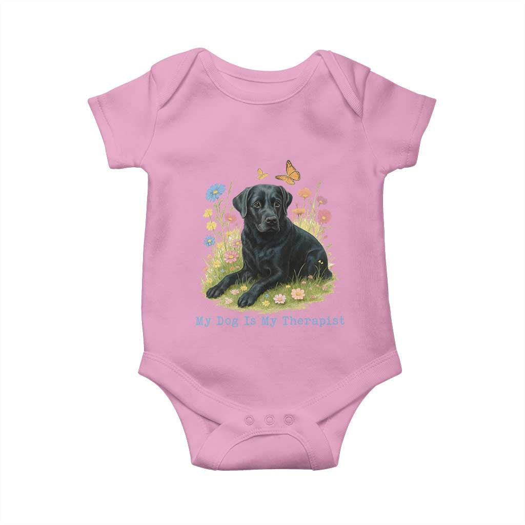 My Dog Is My Therapist Baby Onesie Labrador Retriever Lover Gift TS12 Light Pink Print Your Wear