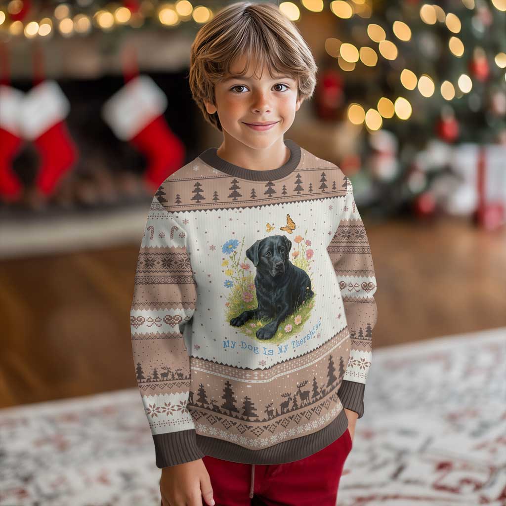 My Dog Is My Therapist Ugly Christmas Sweater Labrador Retriever Lover Gift TS12 Mocha Mousse Print Your Wear