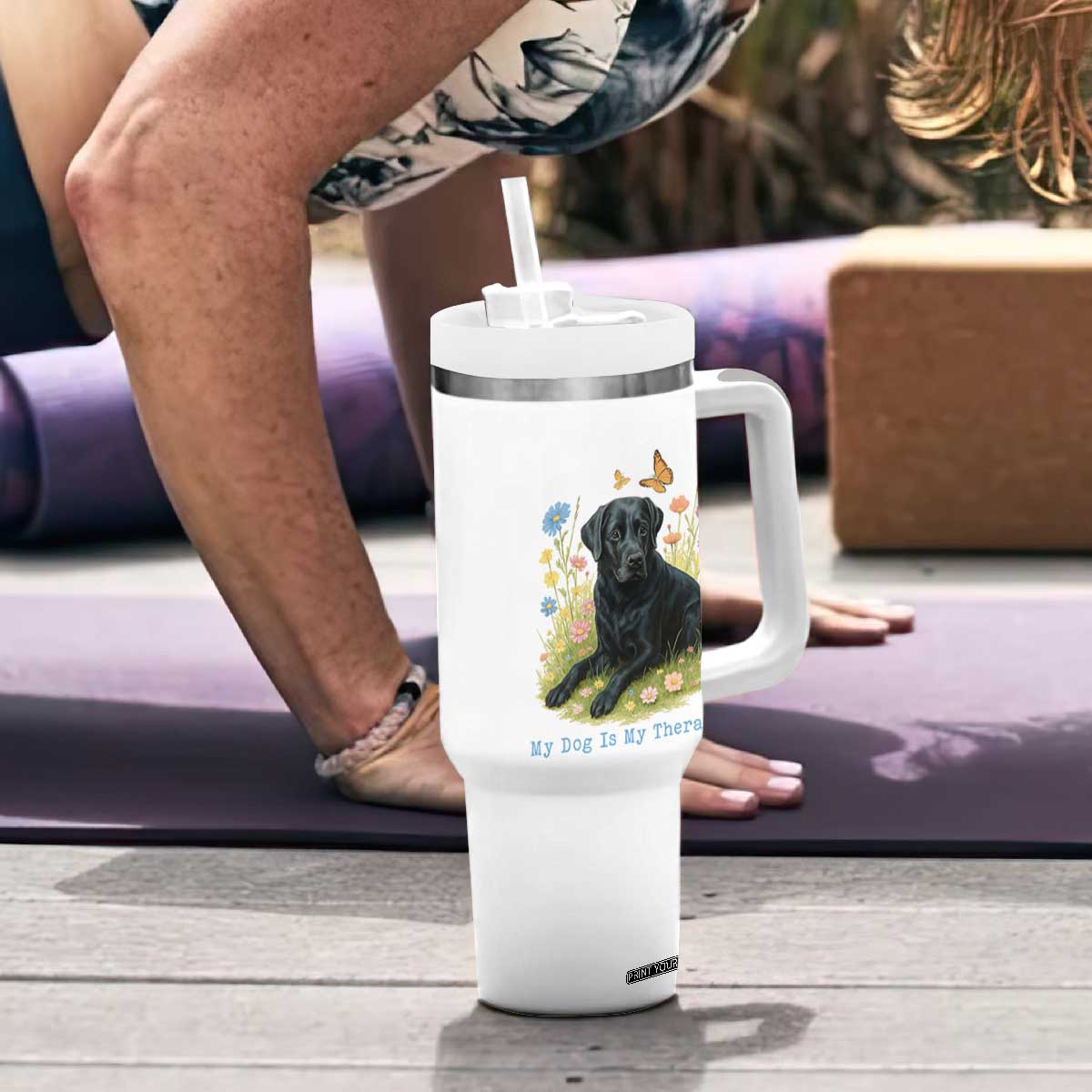 My Dog Is My Therapist Tumbler With Handle Labrador Retriever Lover Gift TS12 Print Your Wear