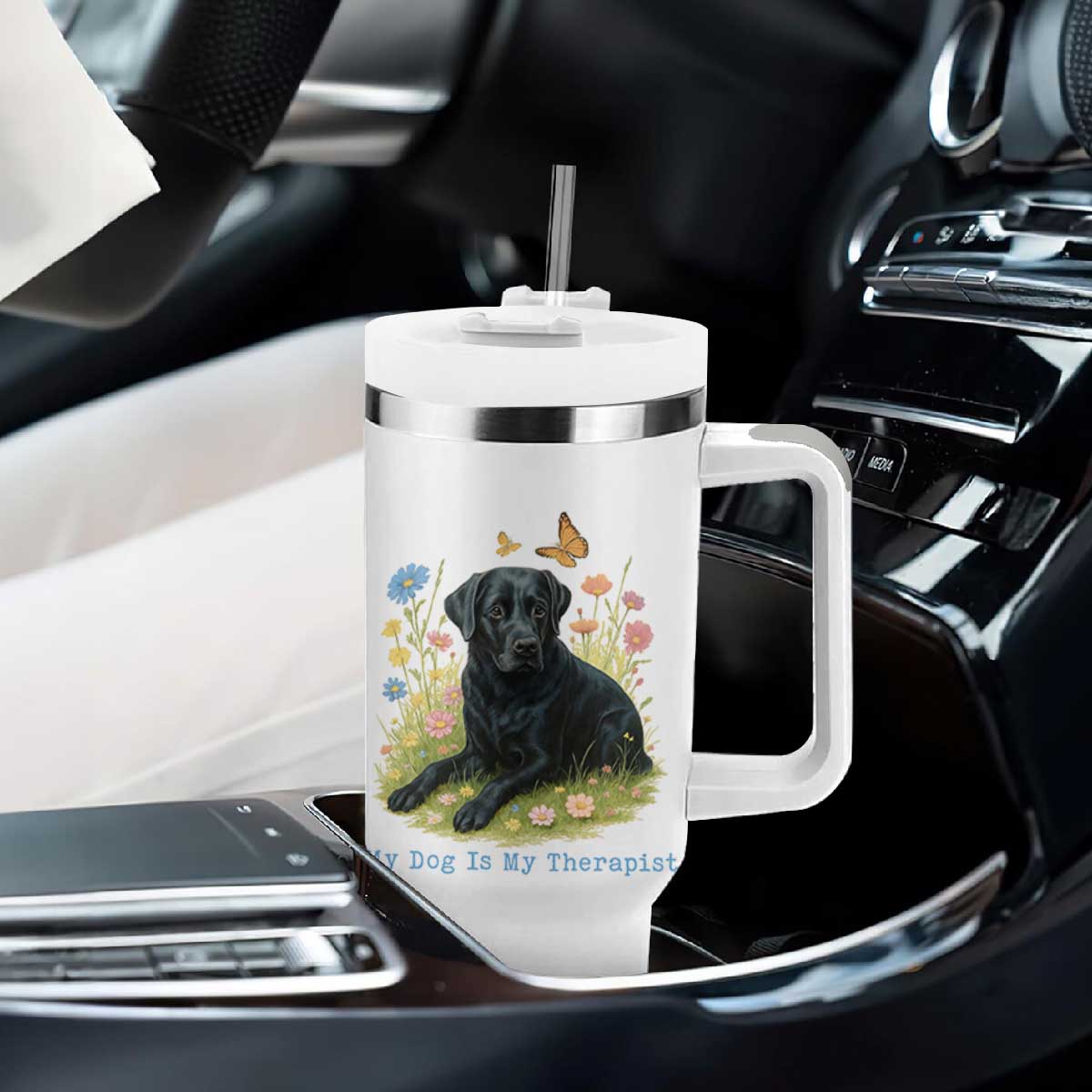 My Dog Is My Therapist Tumbler With Handle Labrador Retriever Lover Gift TS12 Print Your Wear