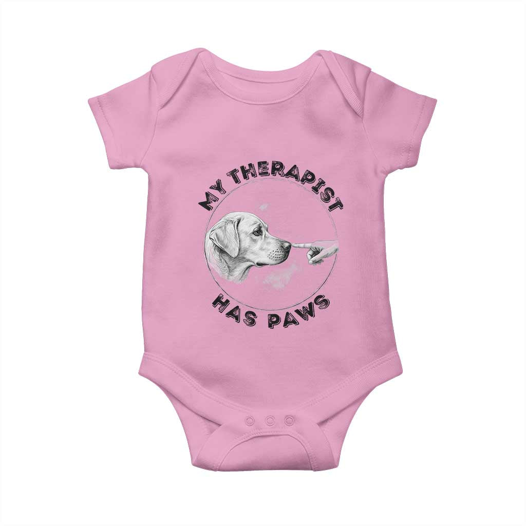 Funny Labrador Retriever Gift Baby Onesie My Therapist Has Paws TS12 Light Pink Print Your Wear